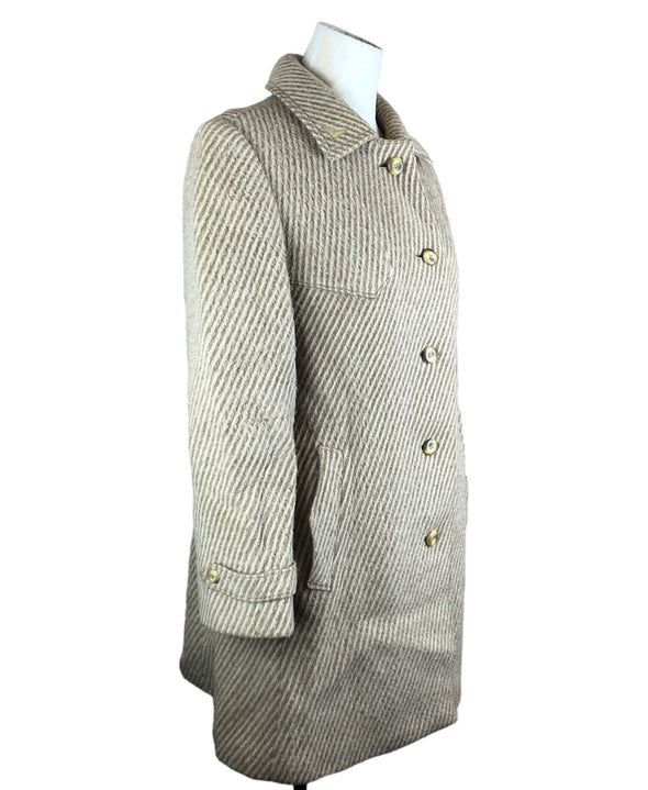Vintage Brown Stripe Wool Coat Size Medium