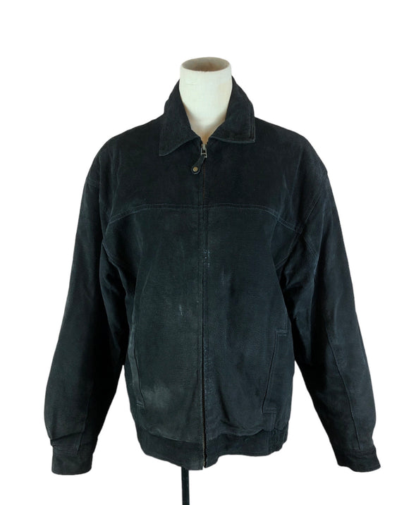 Vintage Suede Black Zip Up Coat Size Medium