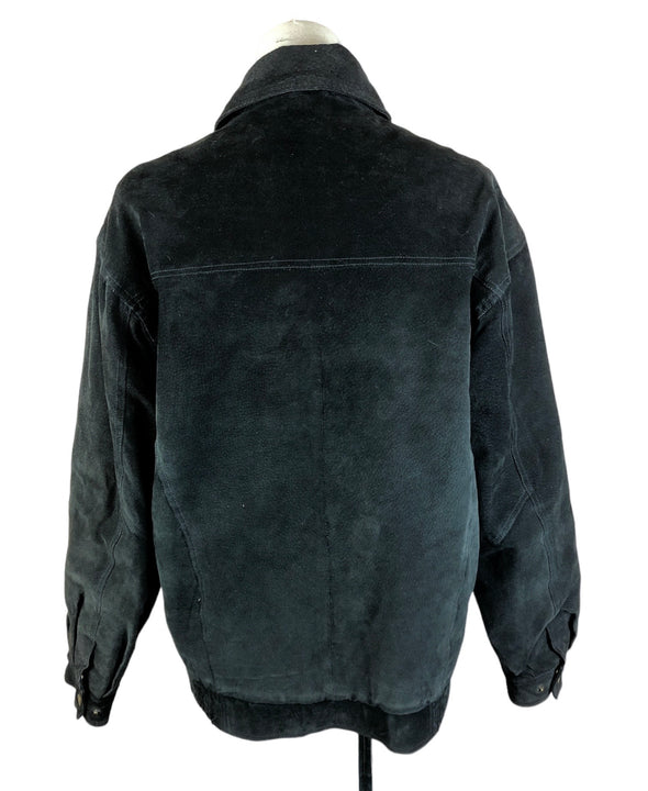 Vintage Suede Black Zip Up Coat Size Medium
