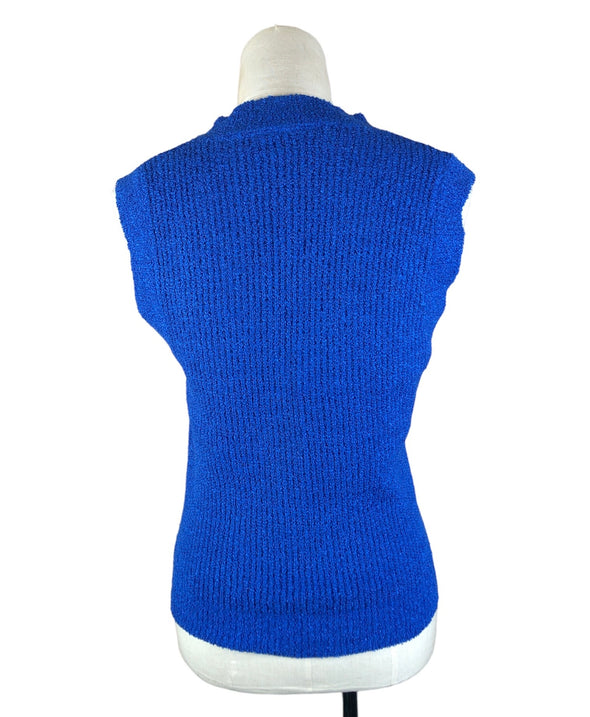 Vintage Rich Blue Knit Vest Size Medium
