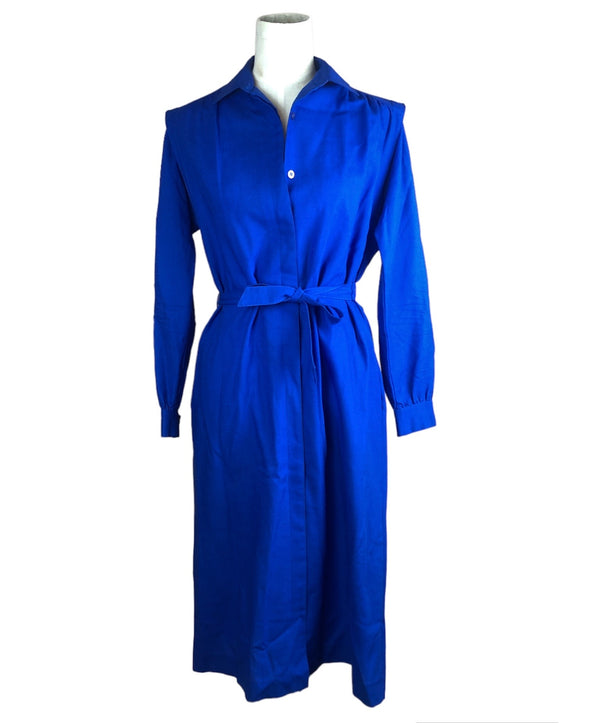 Vintage 80s Blue Dress Tied Size Medium