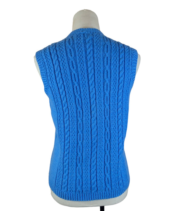 Vintage Light Blue Button Up Knit Vest Size Small